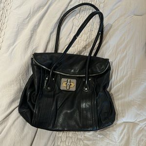 B Makowsky Black Soft Leather Large Shoulder Bag Purse- like new